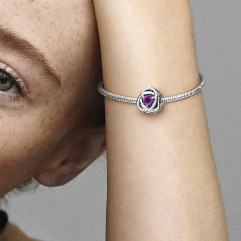 عربست Pandora February Purple Eternity Circle Charm Bracelet Charm Moments Bracelets - Stunning Women's Jewelry - Gift for Women - Made with Sterling Silver & Man-Made Crystal - Image 5